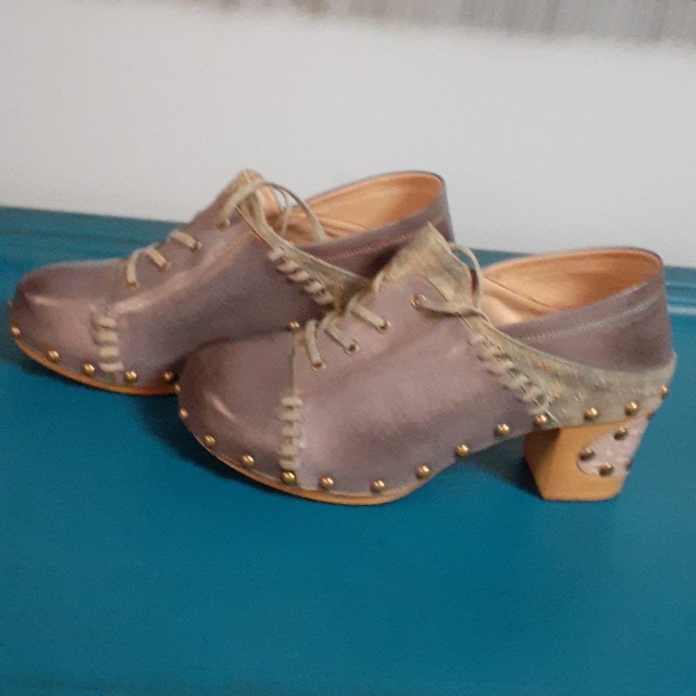 grey studded tie heeled booties size 8 1/2 brand new never worn - Picture 2 of 6
